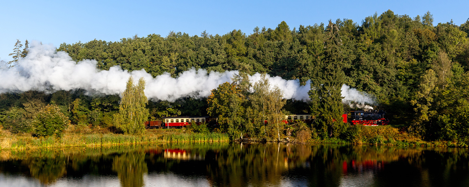 Die nostalgische Brockenbahn fährt durch malerische Wälder bis zum Gipfel des Brockens