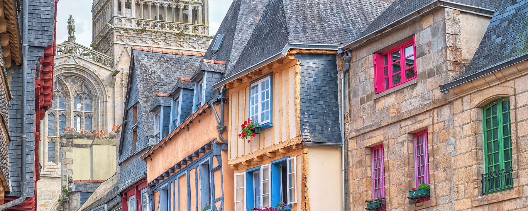 Die Altstadt von Quimper mit mittelalterlichen Fachwerkhäusern