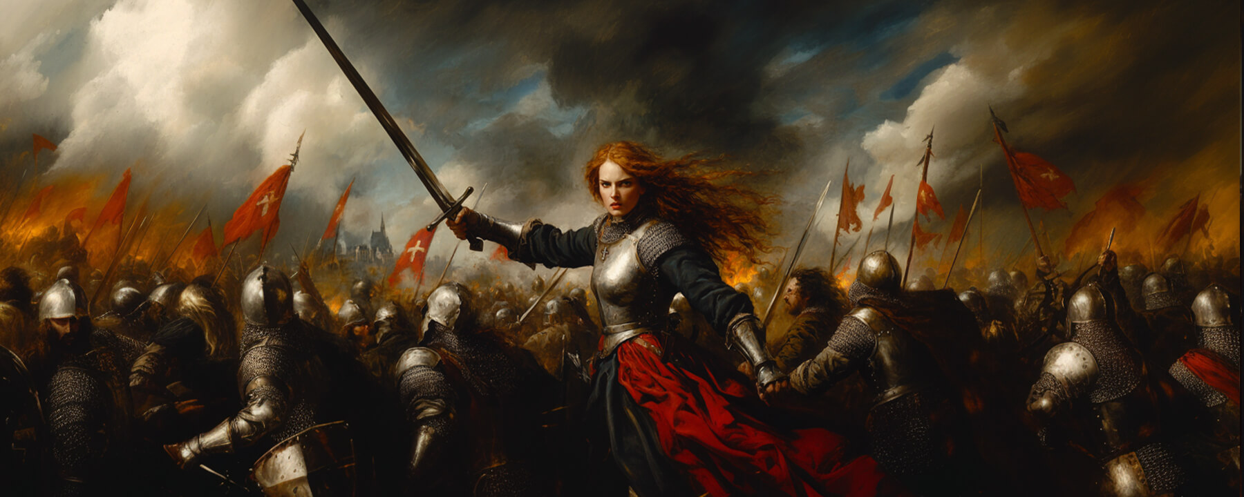 Jeanne d’Arc ist bis heute ein kraftvolles Symbol für Mut, Glauben und Widerstand, und ihr Mythos als junges Mädchen, das gegen die Mächtigen aufstand und für ihre Überzeugungen brannte, inspiriert Menschen auf der ganzen Welt