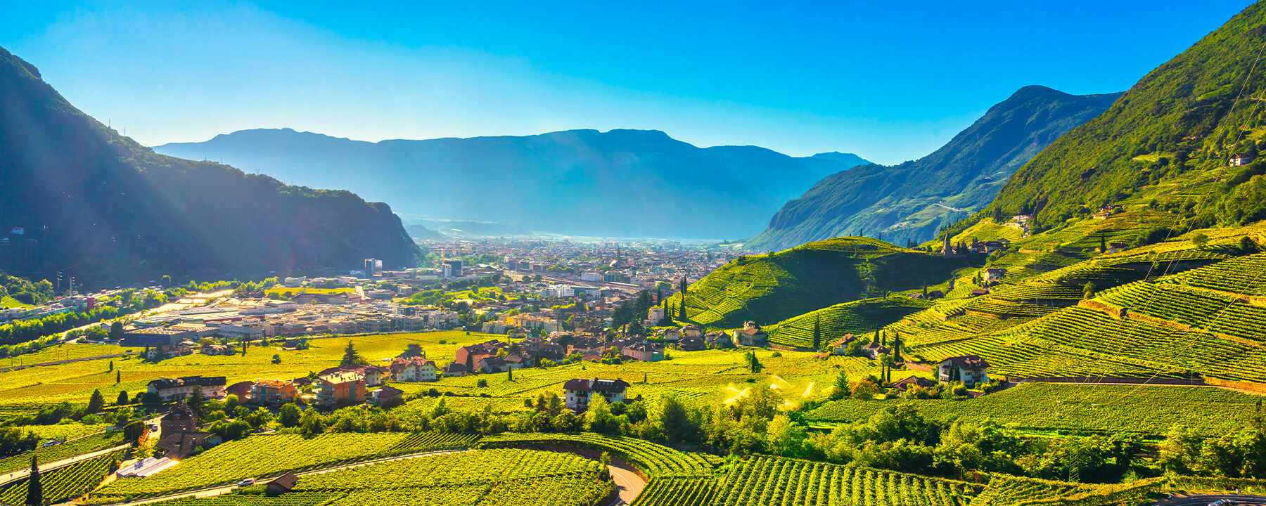 Bozen liegt eingebettet zwischen Weinbergen und beeindruckenden Berglandschaften und ist bekannt für ihre kulturelle Vielfalt und historische Altstadt